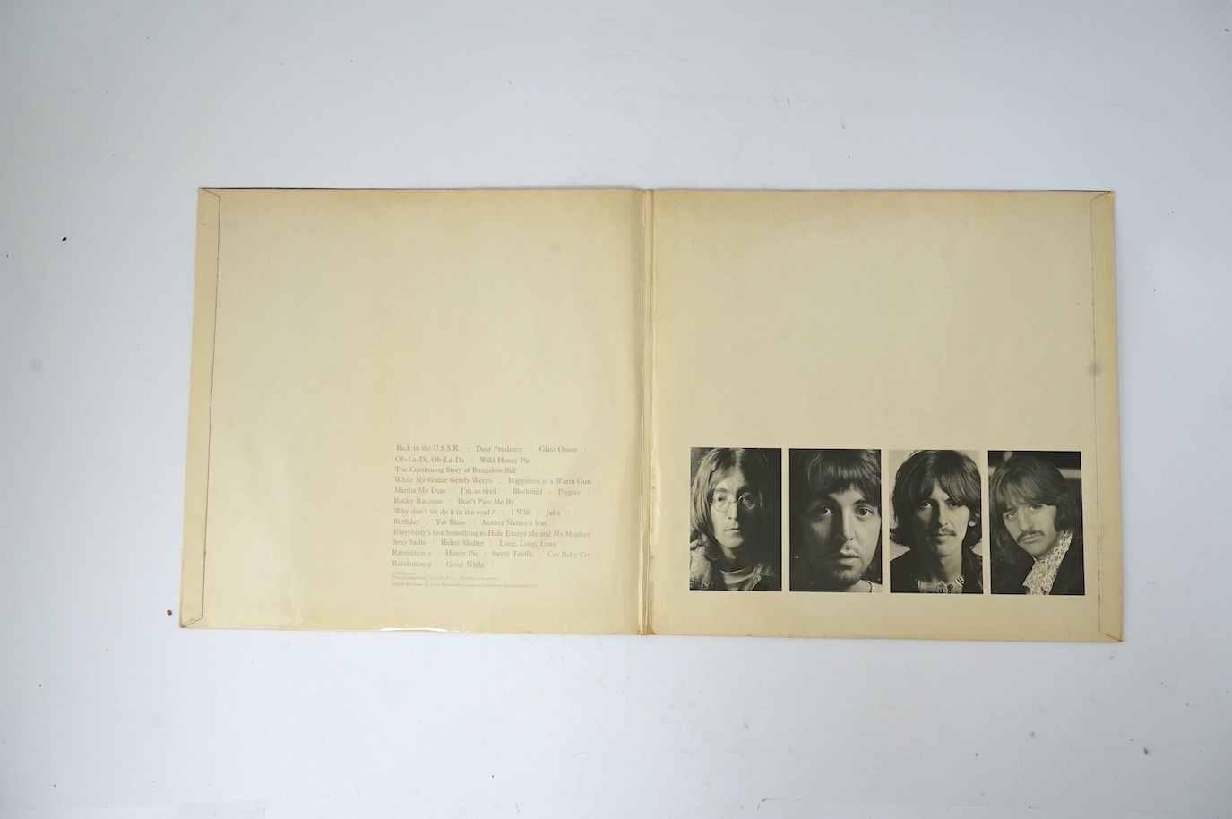 The Beatles; The Beatles (The White Album) double LP record album, No.0138392, on Apple PMC 7067, XEX 709-2, top loading cover with black inner sleeves. Condition - fair, some to sleeves and visible scratches to the viny